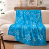 1 x Cozy Blue Christmas Blanket with White Snowflake Design - Flannel Blanket for Sofa, Camping, Warming, Office, Nap,