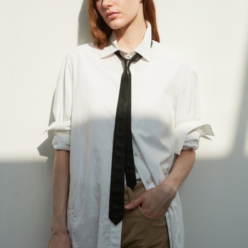 VERDEMAR Nappa Lambskin Slim Leather Tie