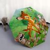 Bambi, Forest Friends Automatic Opening and Closing Umbrella - 8 Ribs Portable Folding Umbrella with Plastic Handle, Suitable for Leisure an