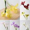 Artificial Iris Flower 2 Heads Faux Silk Flower Bouquet Long Stem Fake Iris Flowers for Floral Arrangements Table Centerpiece Party Wedding Decor