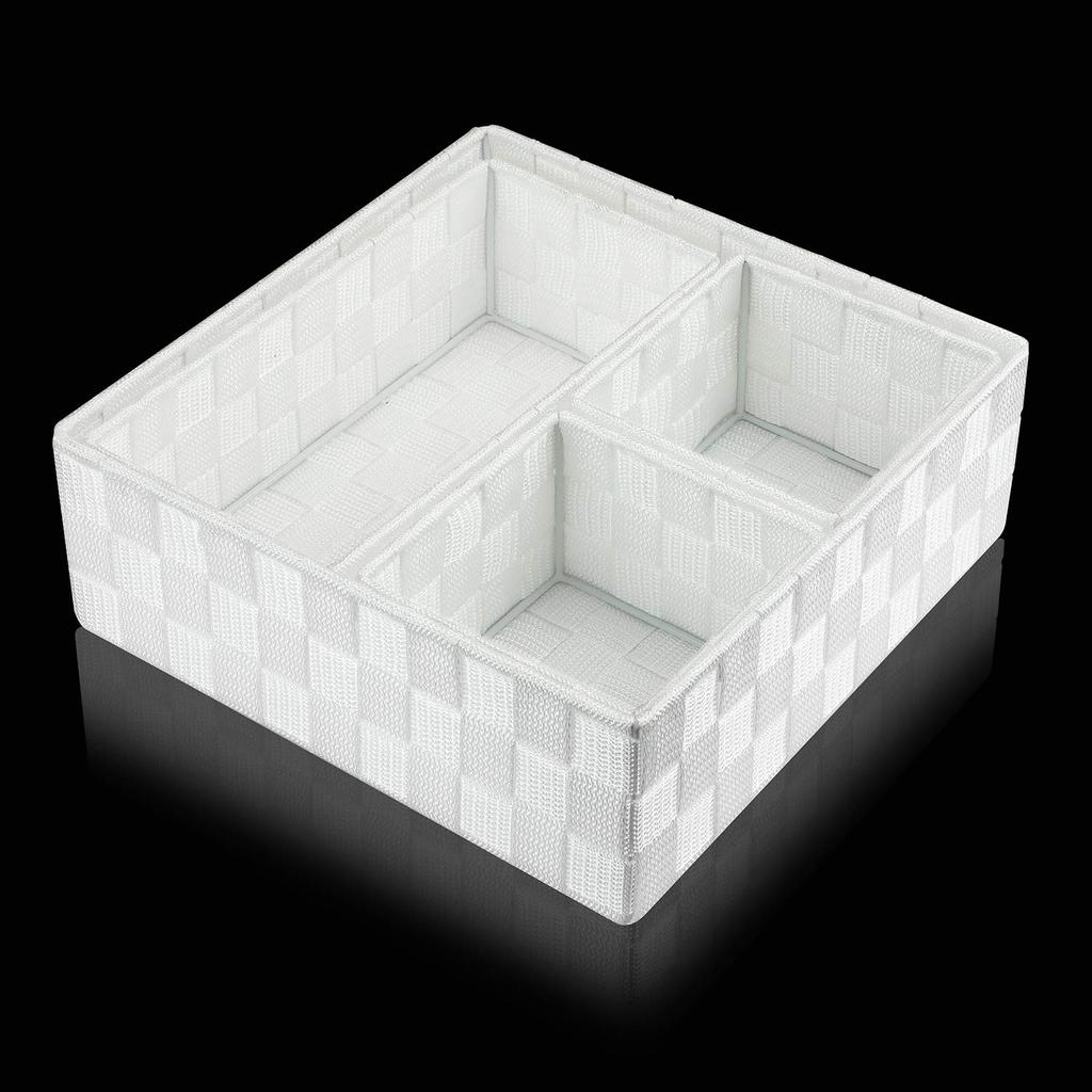 Posprica Textile Storage Box Cube Basket Bin Container Tote Organizer Divider Drawer Closet Shelf Dresser (White)