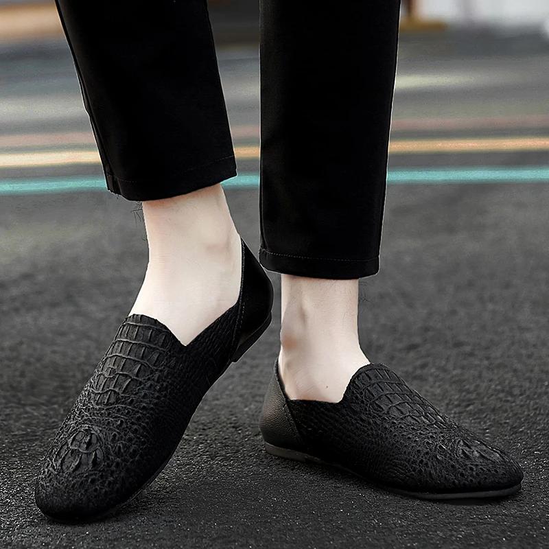 Mode Herren Loafer Schuhe Echtes Leder Luxus Mode Freizeitschuhe Slip-on Leichte Bequeme Maßgefertigte Krokodil Schuhe