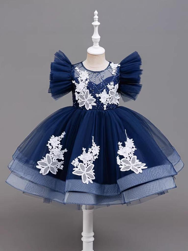 Girls' Mesh Princess Dress - Puffy Gown for Weddings, Holidays, Parties, Performances & Children's Day Gift.