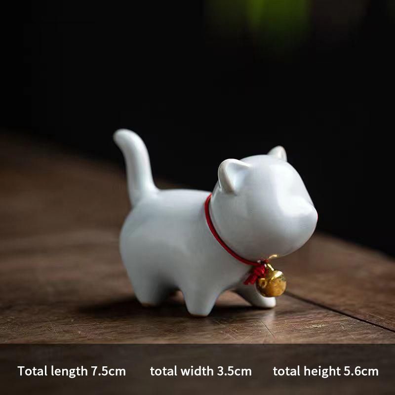 კრეატიული კერამიკა საყვარელი კნუტის ორნამენტი ცხოველის მიკრო ლანდშაფტი ჩაის შინაური ცხოველი შიდა სამაგიდო ორნამენტები ჩაის ნაკრების აქსესუარები ჩაის თამაში