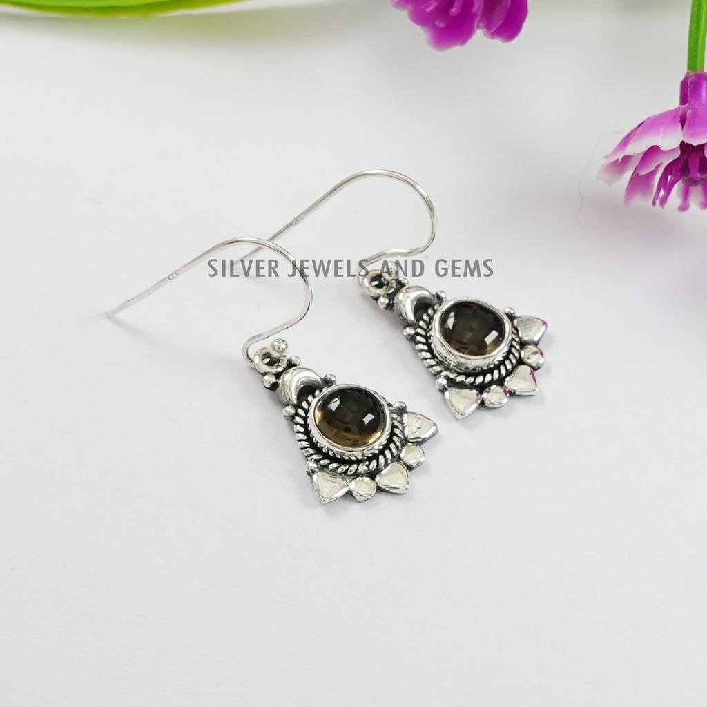 Labradorite Gemstone Earrings: Round Sterling Silver Boho Earrings