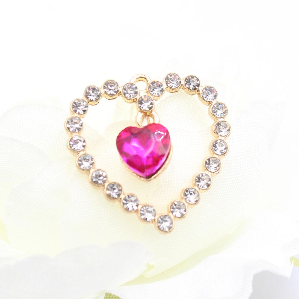 Fashion 5-piece 25 * 25mm heart-shaped alloy pendant accessories DIY clothing hair accessories necklace bracelet pendant
