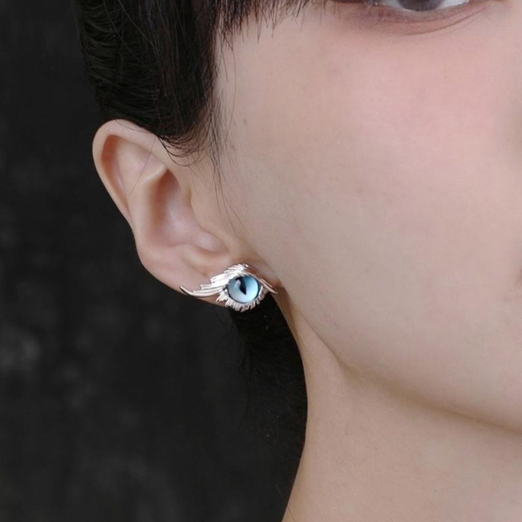 2Pcs Simple Angel Feather- Wings Cat Eye Earrings Female Ins Popular All-match Hip-hop Street Earrings for Birthday Gift