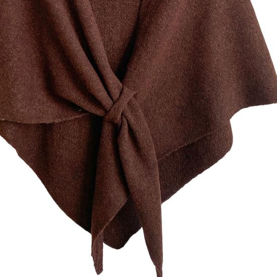Women Shawl Wraps Solid Color Winter Neck Warm Knitted Cardigan Cape Imitation Wool Cashmere Shoulder Poncho Coat Shawl Scarf