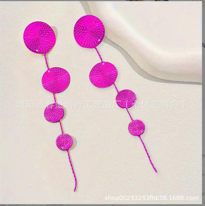 1 Pair of Golden Yellow Beating Pattern Leopard Print Disc Earrings, Tassel Design Temperament, Fashionable Classic Innovation