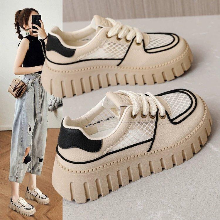 Thick-soled mesh breathable sports shoes summer new board shoes thin casual net shoes