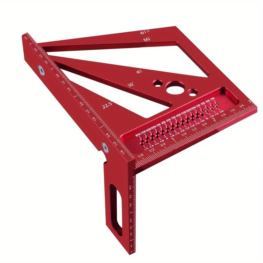 22.5/30/45/60/67.5/90 Degree Aluminum Alloy Square Ruler Protractor, Multi-Angle 3D Measuring Ruler, Engineer Carpenter Crafting