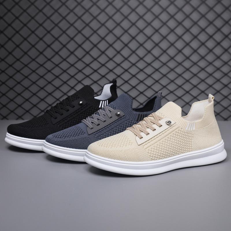 Source straight hair men's shoes fashionable and breathable thin flying woven mesh shoes comfortable casual sports board shoes