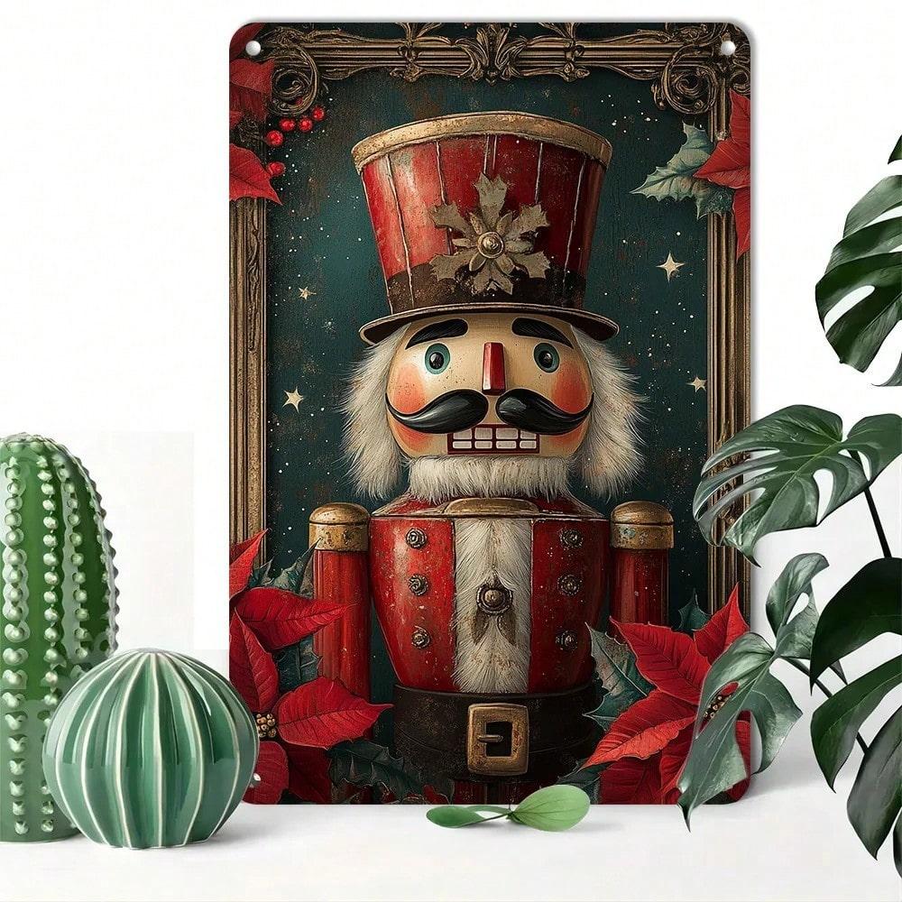 Vintage Nussknacker Blech Metall Wandkunst Retro Weihnachtsdekoration
