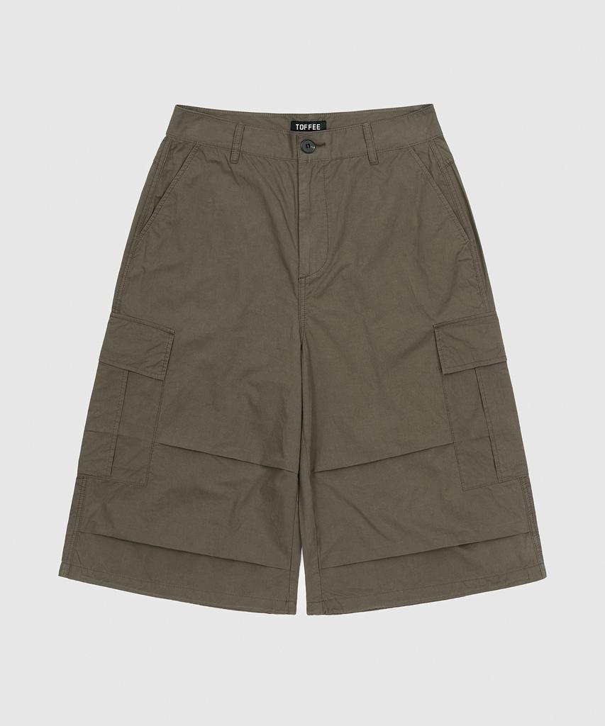 TOFFEE Back Pocket Cargo Bermuda Pants (Khaki Brown)