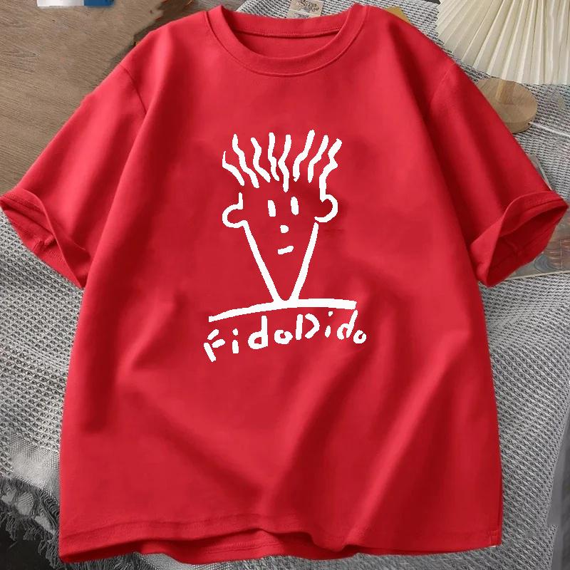 Man Black Tshirts Summer T-shirt Fido Dido Face T-Shirt Boys White T Shirts Sweat Shirt Men's Clothing Loose Casual Streetwear