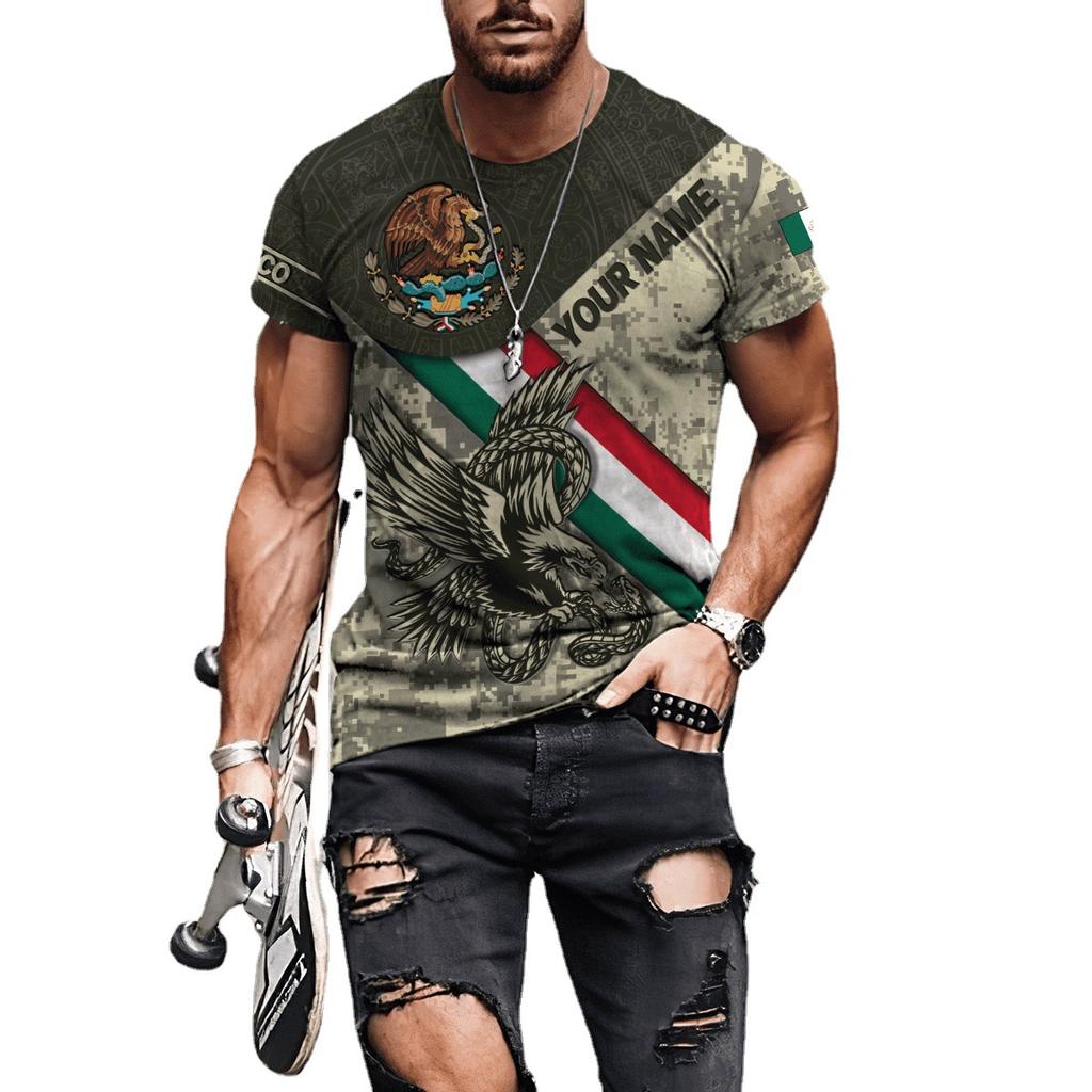 3D-printet T-skjorte med korte ermer Europeisk og amerikansk herreklær med korte ermer