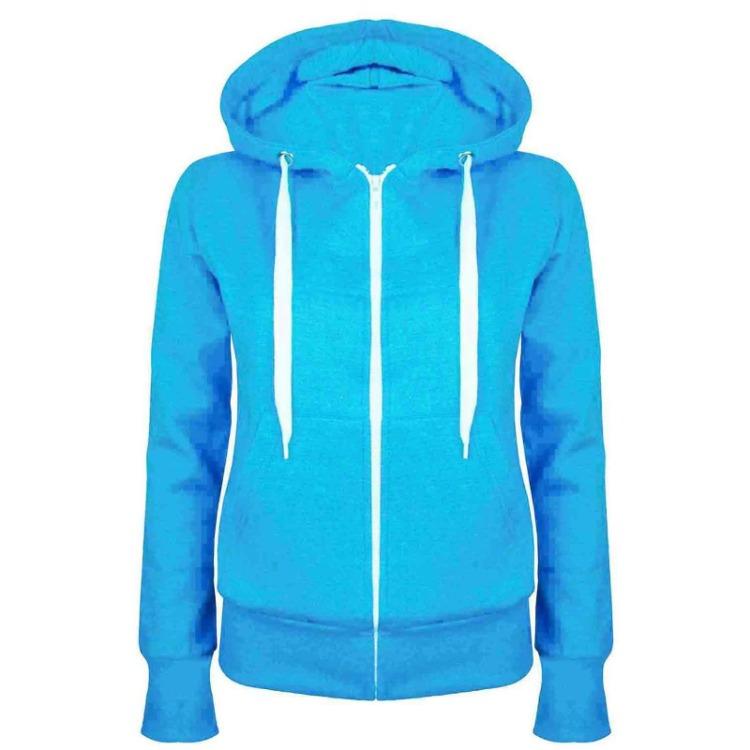 Women Casual Long Sleeve Hooded Zipper Sweatshirt Jacket With Pocket