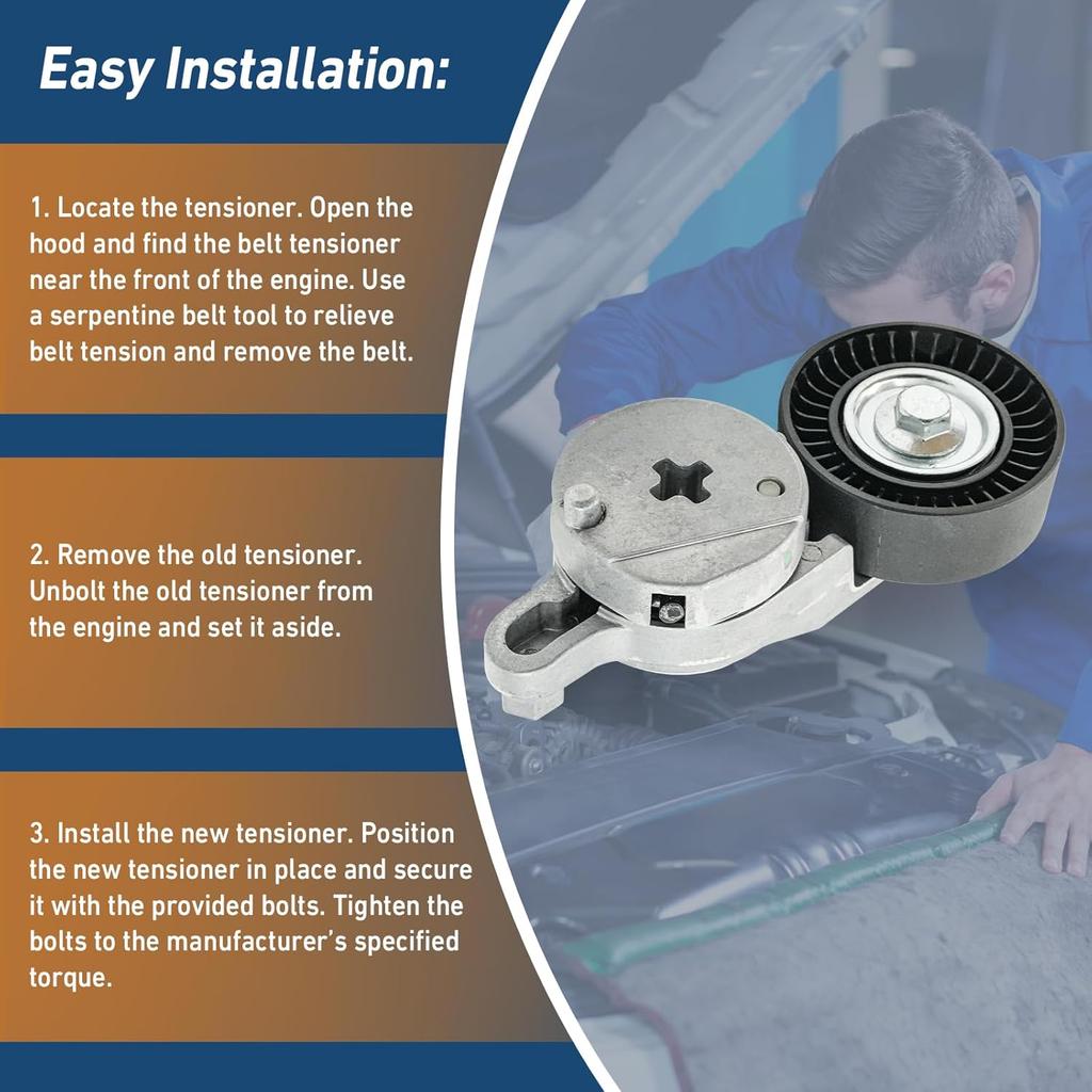 Belt Tensioner Assembly Smooth Pulley For 2010-2011 Toyota Camry 2.5L, OE 166200V010, 1662036030, 39096, 49438