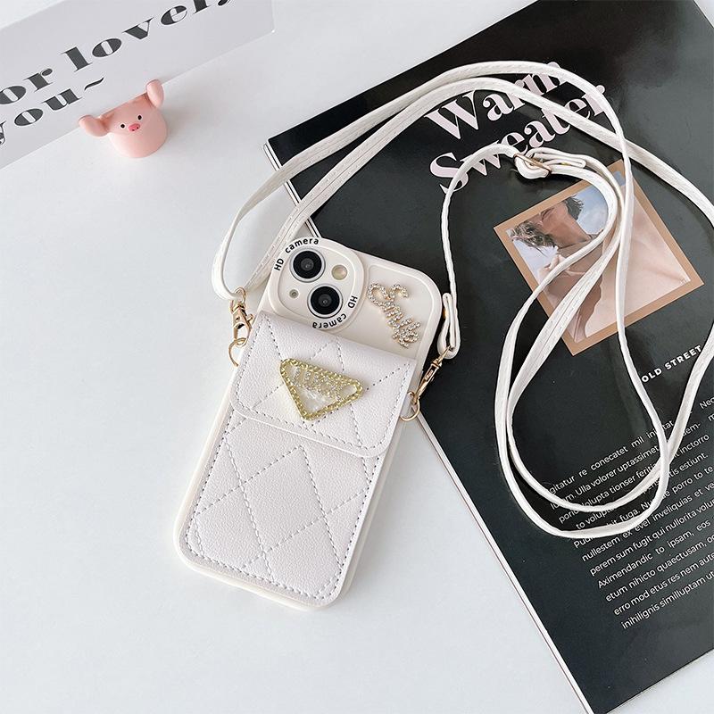 Luck Letter Wallet Card Bag Smile Mobile Phone Case For Iphone17Pro Apple 13 Messenger 15 Silicone 16