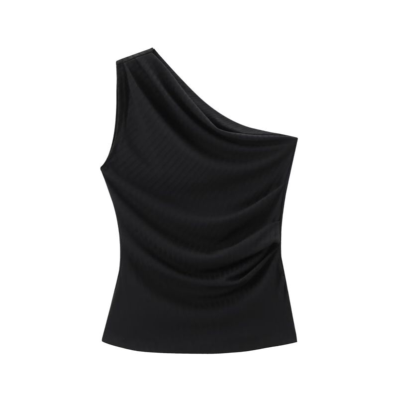 Kaslead New Arrival Women's Clothing Fashion Style Asymmetric Collar Sleeveless Top and Trousers 1165455 1165454
