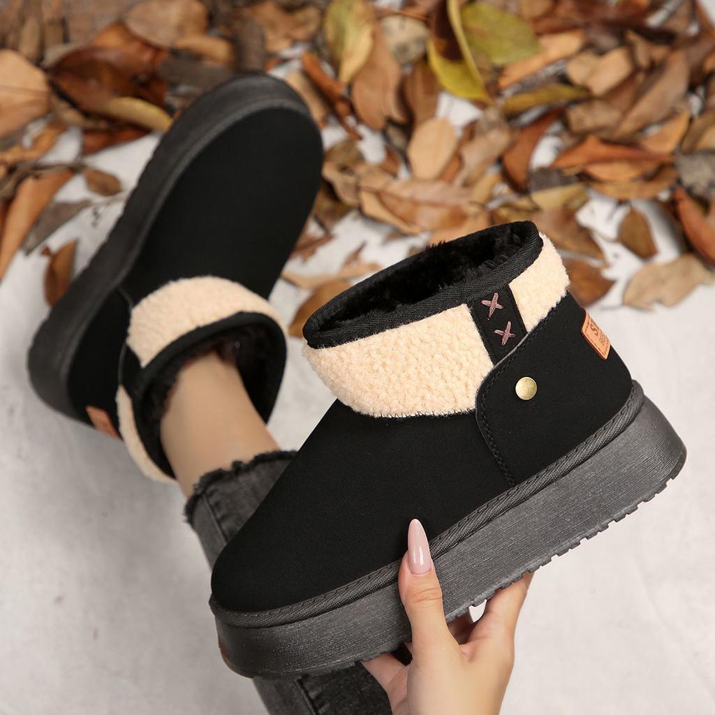 Snow Boots Women's 2025 New Winter Velvet Thickened Warm Versatile Short Boots Women's Fur Integrated Cotton Shoes Casual