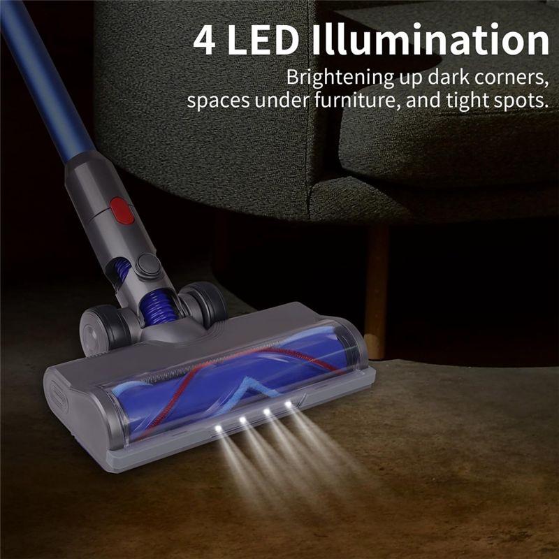 ABWR-For Dyson V7 V8 V10 V11 V15 Vacuum Hard Floor Attachment With LED Light V Shape Turbo Bristle Roller Brush Cleaner Head
