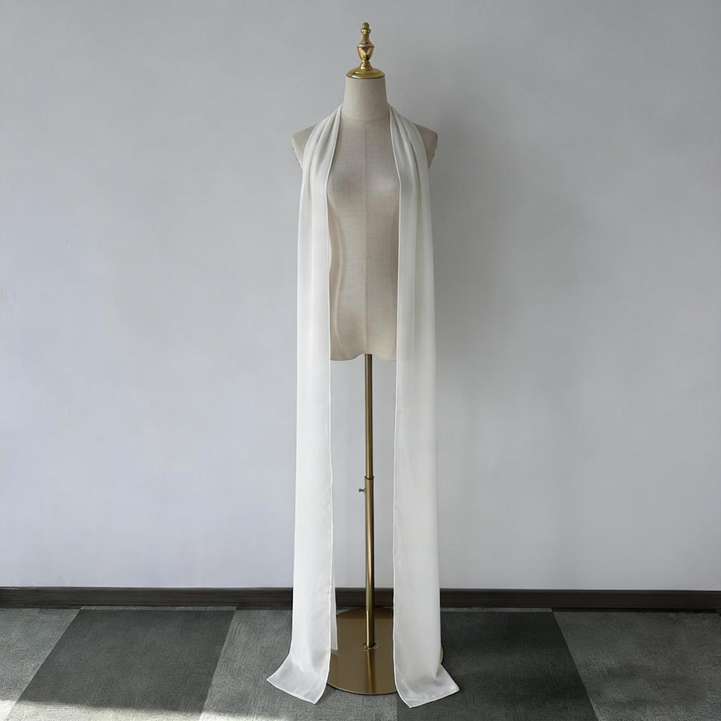 Solid Color Chiffon Bridal Shawl Cape - Wedding & Street Fashion Accessory