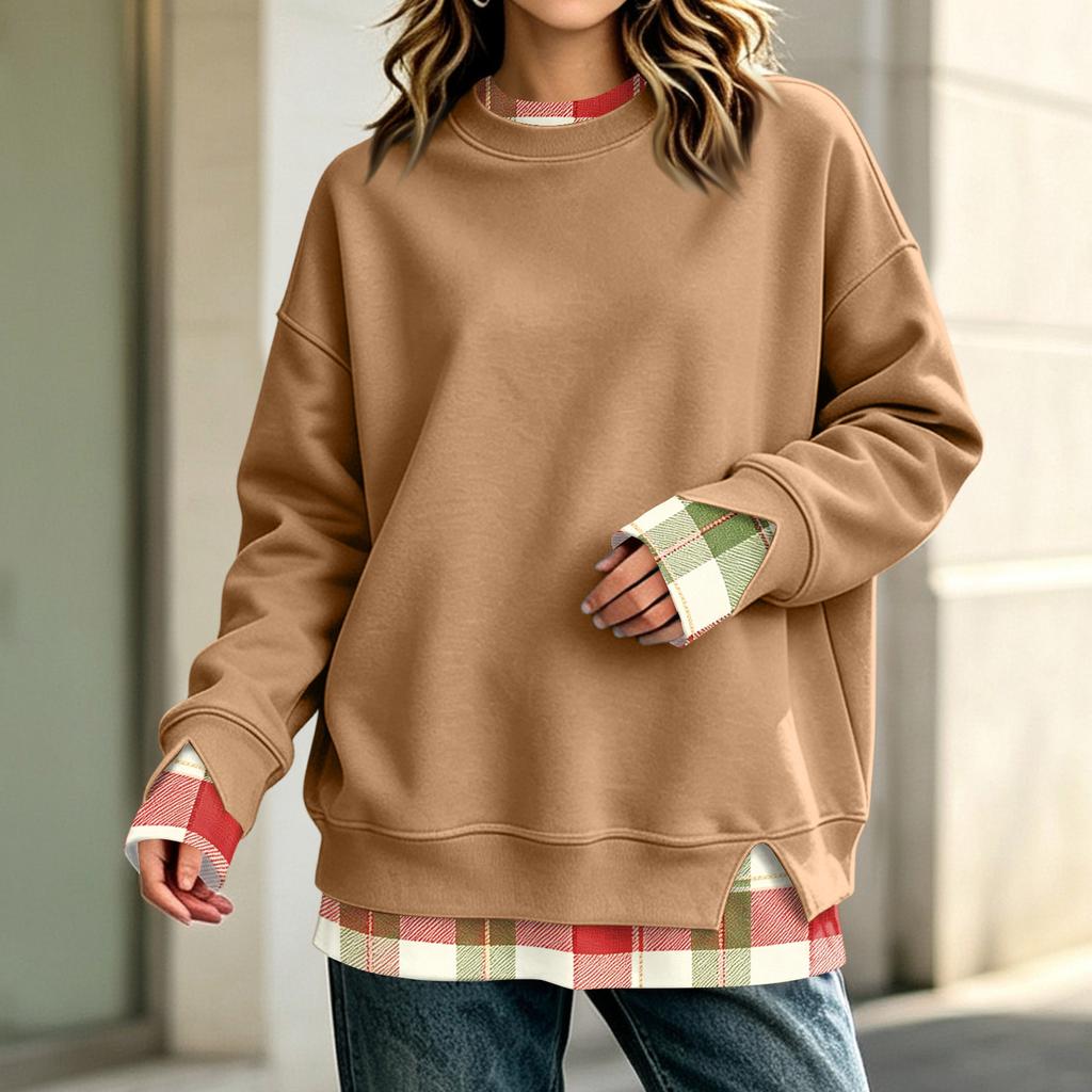 Damen Casual Langarm Sweatshirt Lockerer Pullover Top