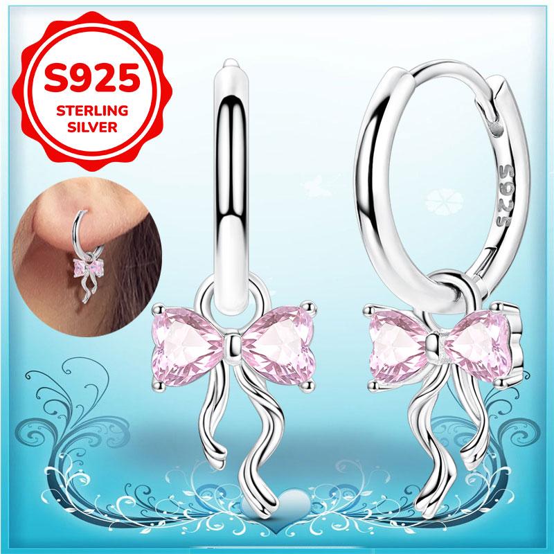 New Earrings 100% Genuine 925 Silver Women Hoop Earring Women's Wedding Engagement Girlfriend Wife Birthday Gift