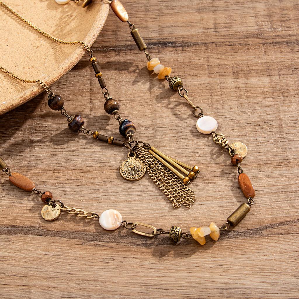 Accessories temperament stacking long necklaces accessories women's retro ethnic style chain sweater chain light luxury high sense