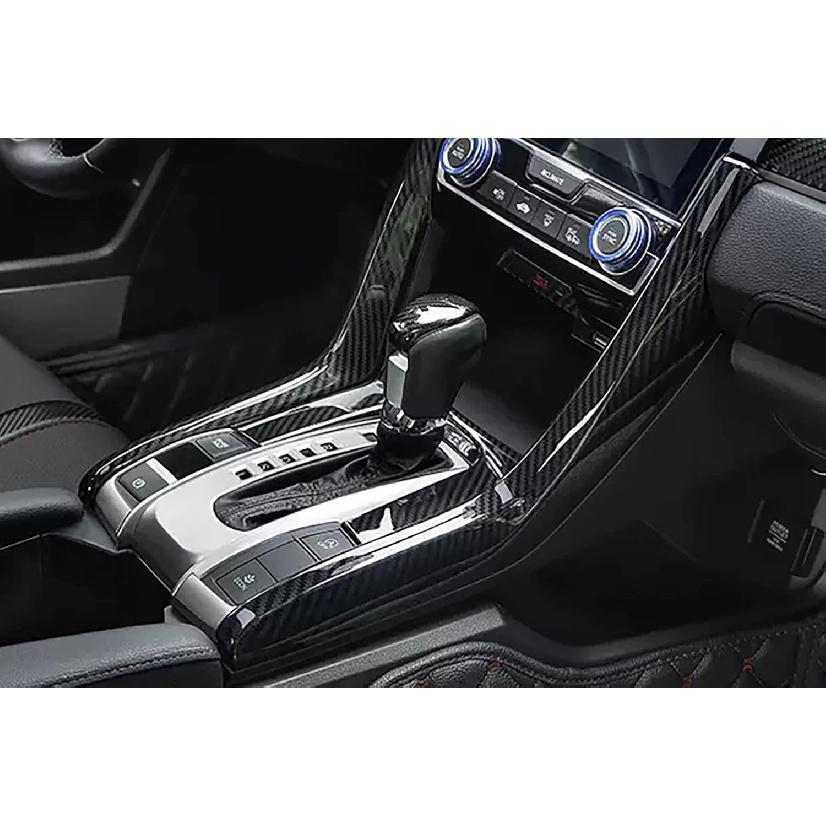 Car Accessories Fit for Honda Civic 10th Gen 2016 2017 2018 2019 2020 2021 Interior Side Gear Shift Panel Strips Cover Trim Decals (Carbon Fiber