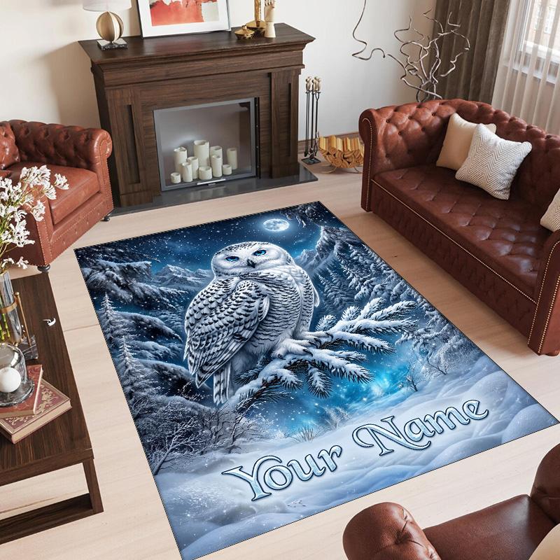 Birds Theme Crystal Velvet Floor Rug Personalized Custom Name Text Warm Carpet Home Decoration