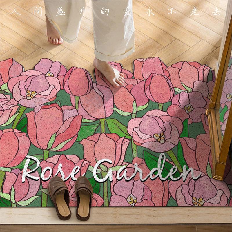 Hollow Bottom Pvc Modern Simple Household Cuttable Foot Mat Carpet Entrance Entrance Entrance Entrance Porch Silk Ring Floor Mat 40*60cm