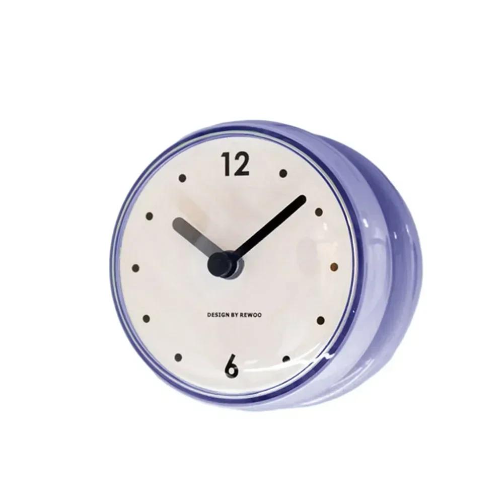 Shower Anti Fog Waterproof Mini Small Table Decoration Kitchen Living Bathroom Room Wall Clock Toilet Round Quartz Sucker 7cm