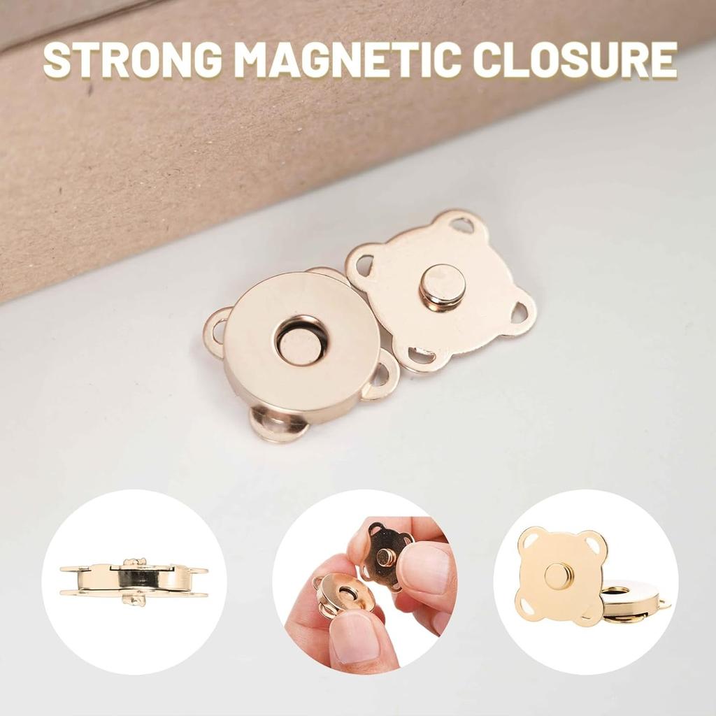 8 Sets Pruim Magnetische Drukknopen Metaal Opnaaibare Sluitingen voor Doe-het-zelf Handtas, Portemonnee, Portemonneetje, Knutselwerk, Leren Tas – 4 Kleuren