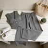 Casual Striped Sleeveless Pants Suit With Cotton Linen Fabric For Office Women