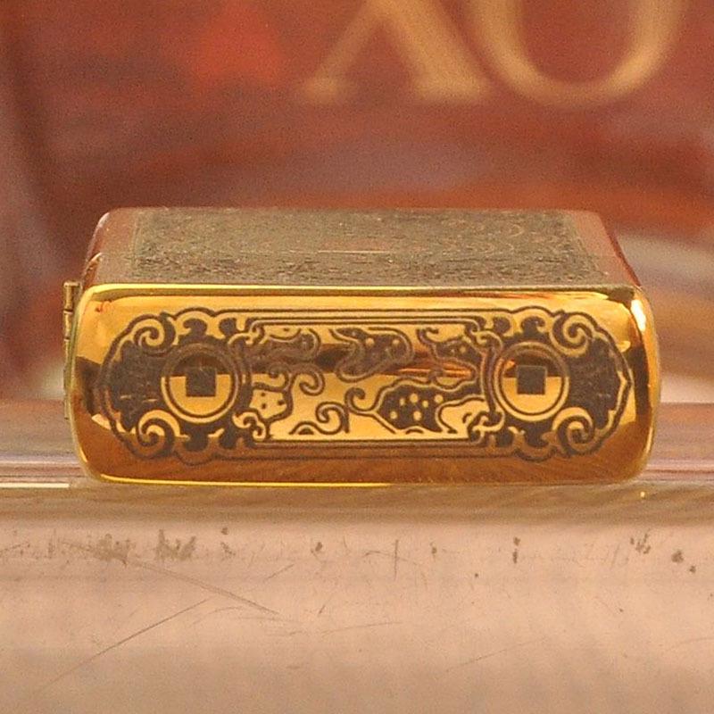 ZORRO 902 Exquisite Pixiu Kerosene Windproof Lighter with Gold Edge Trim