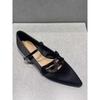 Fashion Gentle Unique Design Satin Mary Jane Flat oes Spring 2025 Pointed Toe  Knot Women's Faion Low Heel Slip-On oes
