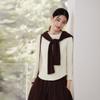 Semir Women's Long Sleeve T-Shirt Winter Herringbone Split Top Slim Fit Solid Color 2025 Slim Soft