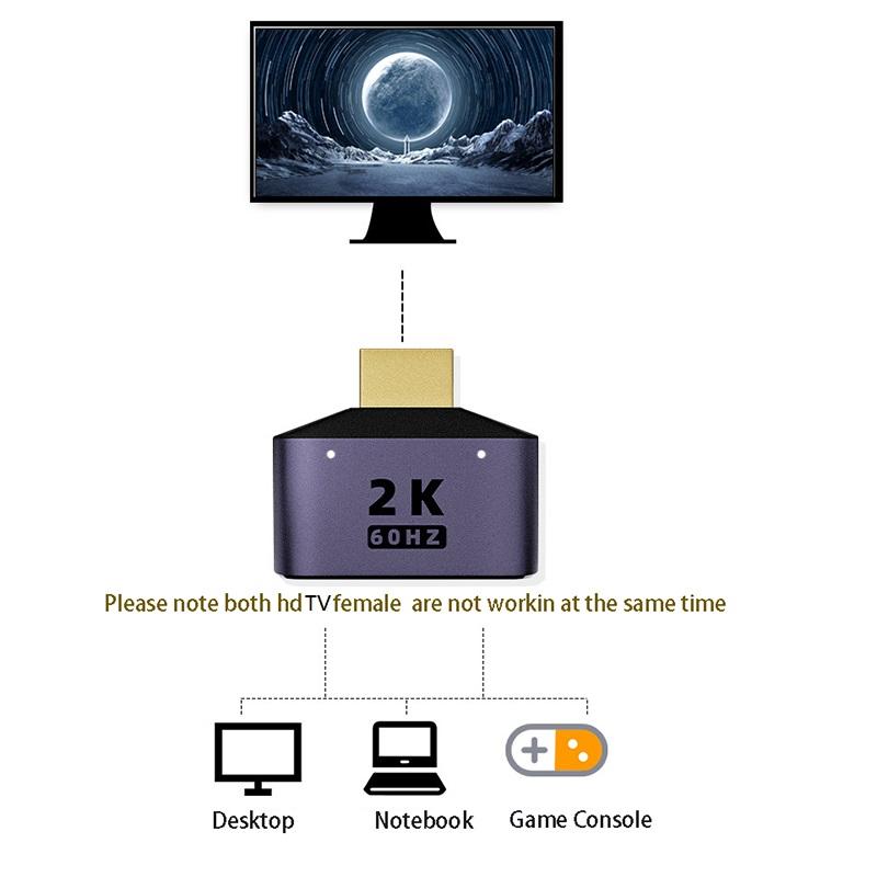 With HDMI Splitter Adapter HUB 2K 1080P Extend Cable Adapter Projector Monitor HDTV Audio Video Cord Male to Female Converter