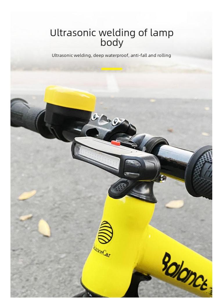 USB Rechargeable Bicycle Tail Light - Three-Color Flashing COB Brightness for Cycling Safety