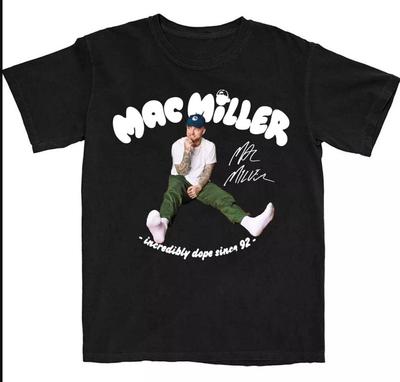 Tricou Negru Gros cu Mânecă Scurtă Semnat Mac Miller Mărime S-5XL Unisex