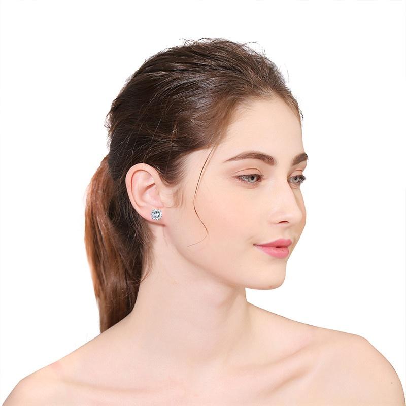 Womem proste okrągłe kolczyki książąt srebrne kolczyki białe kolczyki z kryształkami dla kobiet biżuteria imprezowa
