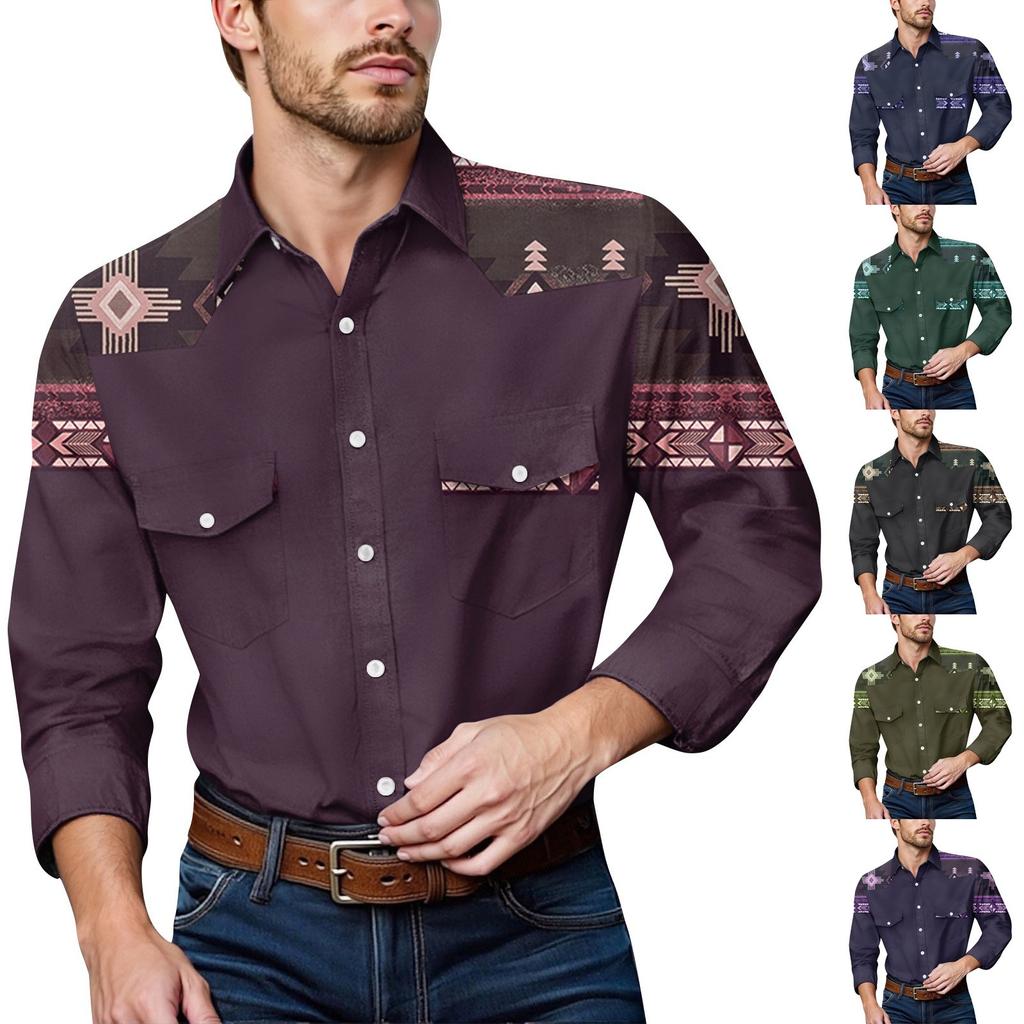 Men'S Fashionable Lapel And Shoulder Length Long Sleeved Casual Top