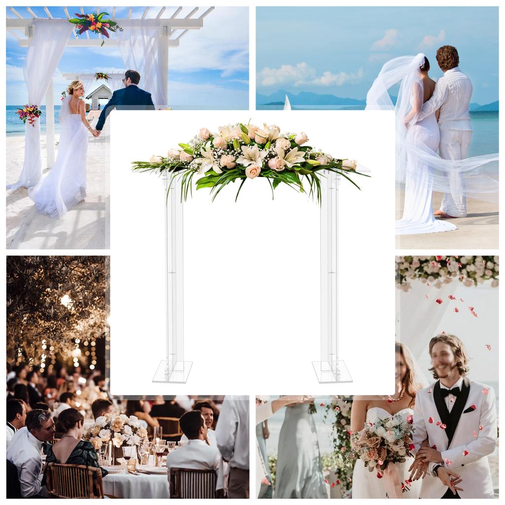 40 In High Clear Acrylic Rectangular Flower Stand, Modern Wedding Centerpiece Display, Long Tabletop Floral Riser, Plant Holder