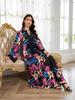 0808 Cross-Border Muslim Women's Printed Long Robe Dress - Middle East & Western Styles
