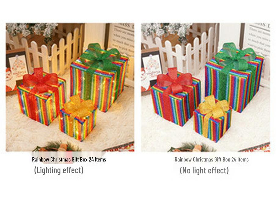 Christmas Gift Box Set: 3-Piece String Lights with Ornaments for Room Decor