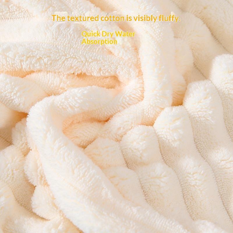 1Pc Coral Fleece Hair Drying Turban With Button Absorbent Soft Fast Drying For Wet Hair After Shower Home Use