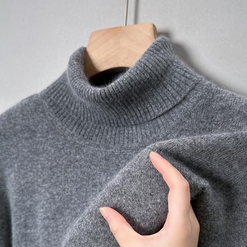 Men's High-Neck Knitted Sweater Winter Arrival Solid Color Minimalist Pullover Warm Fashion Commute Men'swear
