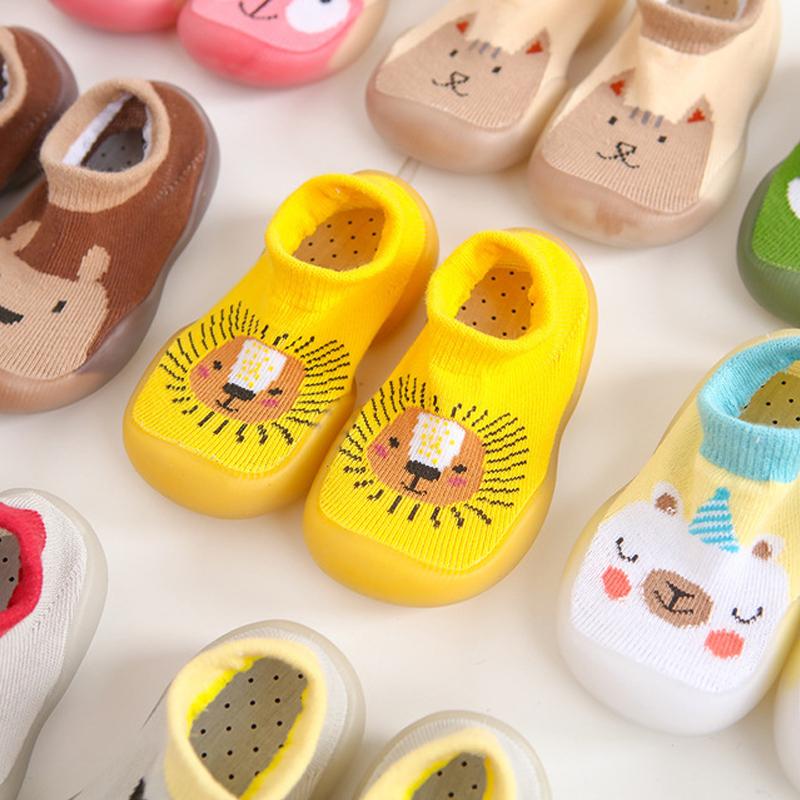 1 par estilo animal antiderrapante sapatos de criança meias de bebê sapatos de borracha macia menino menina moda